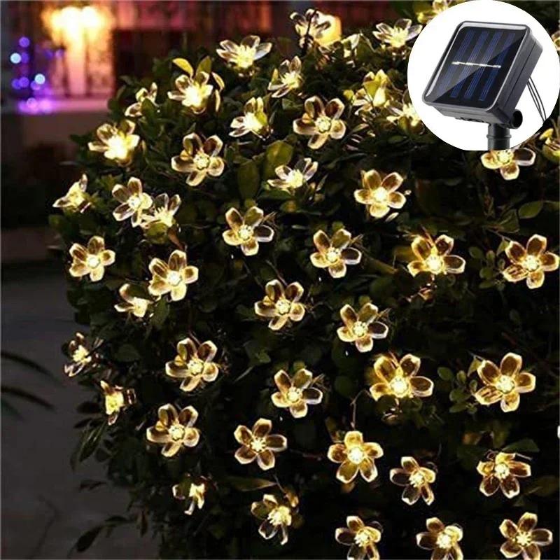 LED Festoon Cherry Blossom Garden Tree Solar Garland Wedding Party Balcony Decoration Holiday Outdoor Solar Light String
