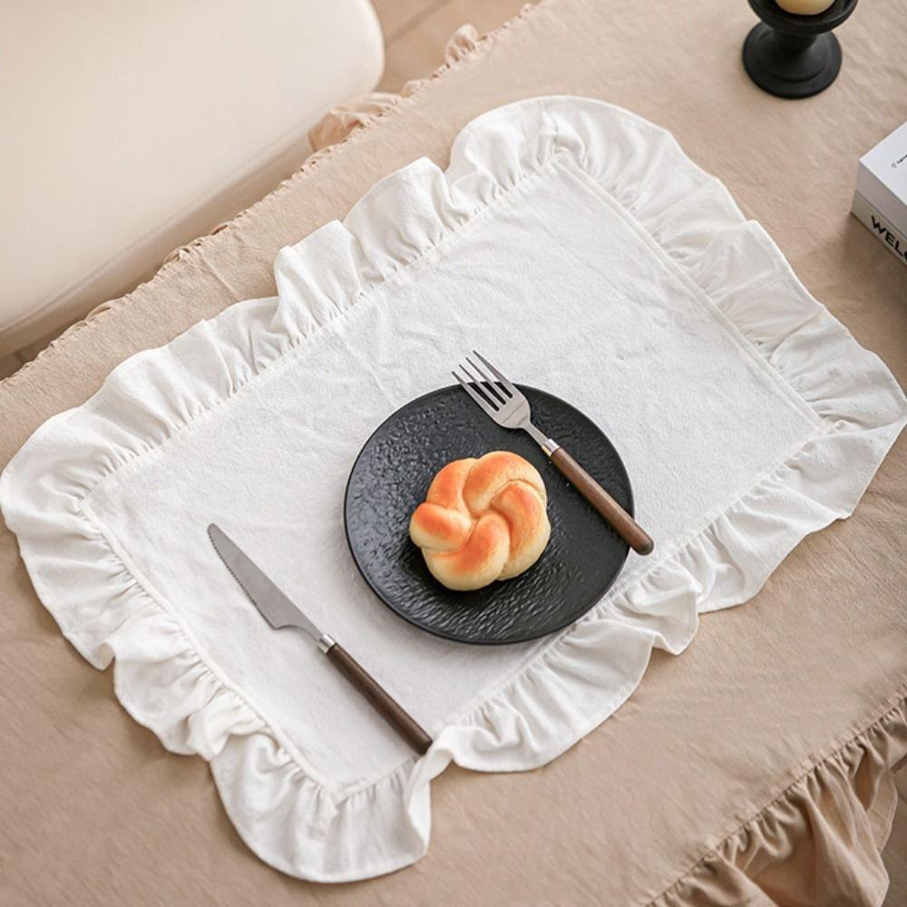 Cotton Afternoon Tea Tableware Mat French-style Table Napkin Ruffled Edge Place Mat  Photography