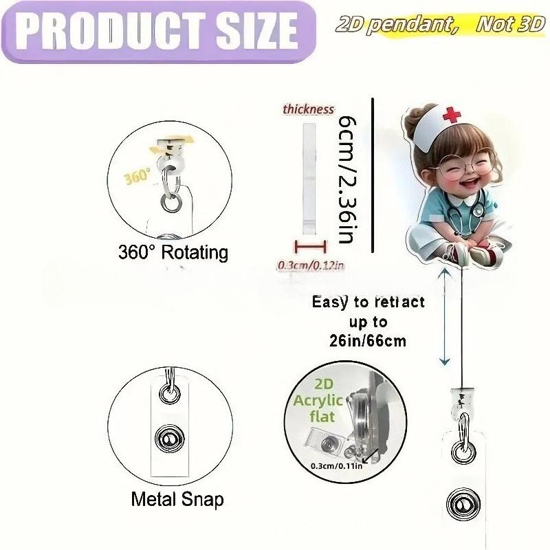 Мультяшная медицинская выдвижная пряжка, лицензия на работу для врача и медсестры, креативный ремешок, легко вытягиваемая пряжка, сертификат, фирменное наименование