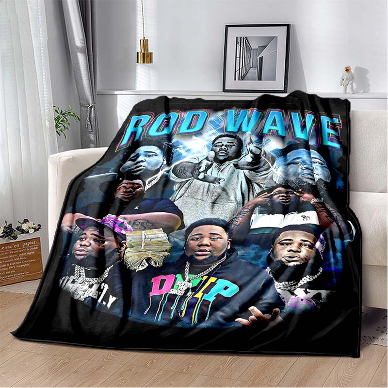 Hip Hop Rapper Blanket Rod Wave Flannel Blanket Soft Warm Throw Bedroom Decor Napping Couch Sofa Bed Chair Cover for Boys Girls