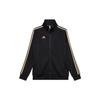 Adidas Casual Striped Logo Retro Sports Stand Collar Jacket Unisex Jacket Black Gold TR30JR-BG