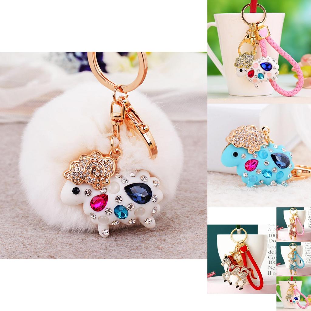 Очаровательный металлический брелок Креативный дизайн маленькой овечки со сверкающими стразами для женщин