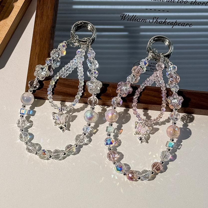 Стильный блестящий хрустальный бисер Бабочка Шарм для телефона Брелок Подвеска Браслет Аксессуары для Airpods Женский Девичий Шнурок для подвешивания