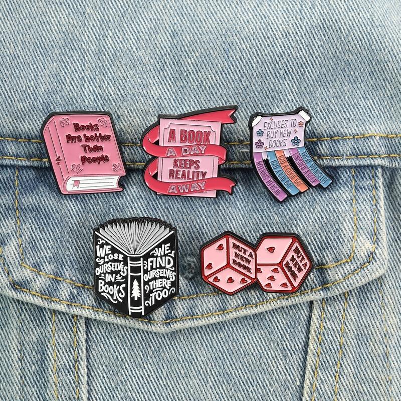 Buy A New Book Enamel Pins Cartoon Books Are Better Than People Brooches Lapel Badges Clothes Bookish Jewelry Gift