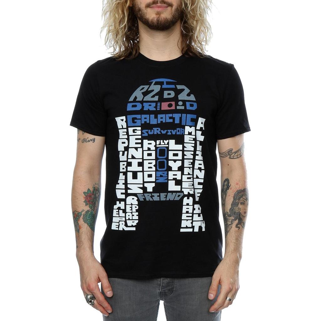 Star Wars Mens R2-D2 Text Head T-Shirt