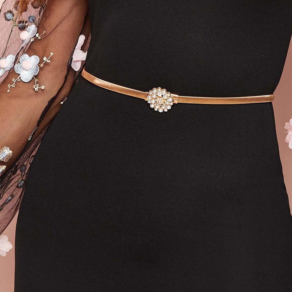 Новое универсальное платье на весну и лето с цветами с пряжками, инкрустированными бриллиантами, и банкетным декором, весеннее украшение, поясная цепочка