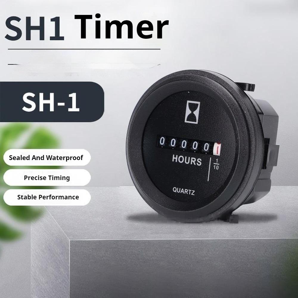 Hour Meter SH‑1 Mechanical Quartz Round Panel Mount Timer AC/DC6‑80V AC100‑250V Dust-proof High Precision Hour Counter3