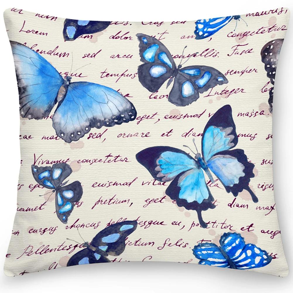 Pillow Office Sofa  Butterfly Print Double Sided  Cover Square Cushion