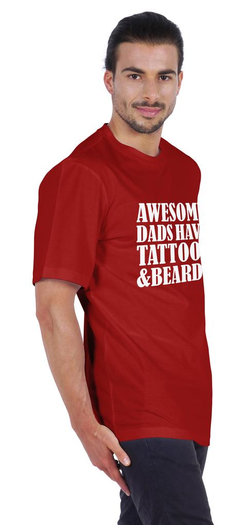 Inkmeso Мужская графическая футболка с круглым вырезом «У потрясающих пап есть татуировки и бороды»