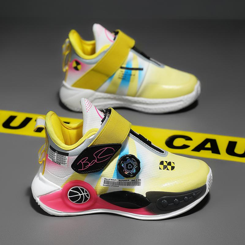 Обувь для мальчиков, осенняя, новая, детская спортивная обувь, вращающиеся кнопки, кожаные, водонепроницаемые, для начальной школы, баскетбольные кроссовки, классные