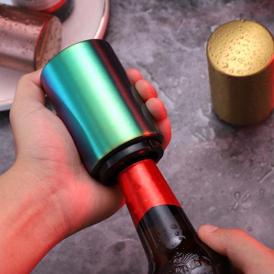 Automatic Beer Bottle Opener Magnetic Stainless Steel Push-pull Bottle Opener Portable