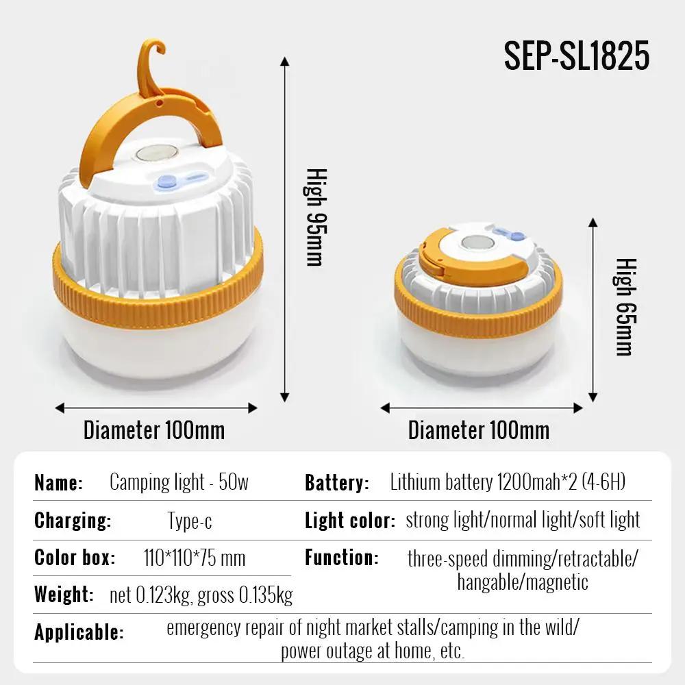LED Emergency Rechargeable Lamp Magnetic Hanging Hook Camping Light Long Battery Life Collapsible Outdoor Lantern Soecopo