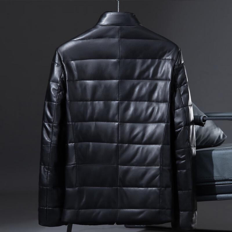 Men's Premium Shearling Collar Sheepskin Leather Down Jacket
