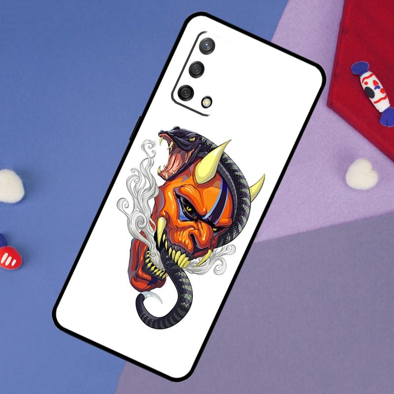 Японский чехол с маской Oni Hannya Demon для OPPO A98 A78 A58 A18 A96 A76 A16 A15 A17 A77 A5 A9 A74 A94 A52 A72 A53S A54S A57S