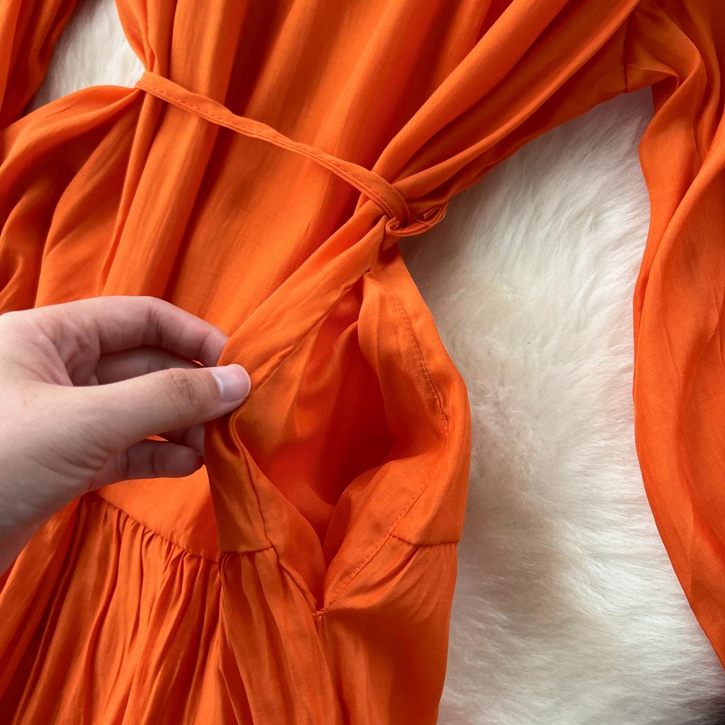 Французское винтажное макси-платье для женщин с воротником-стойкой и рукавами-фонариками на шнуровке, женские элегантные платья А-силуэта, весна-осень