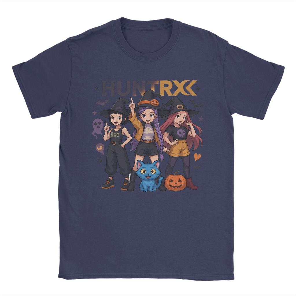 Spooky Hunterx Halloween Kpop Demon Hunters Huntrix Girl And Tiger T Shirt for Men Cotton Humorous T-Shirt Round Neck Tee Shirt