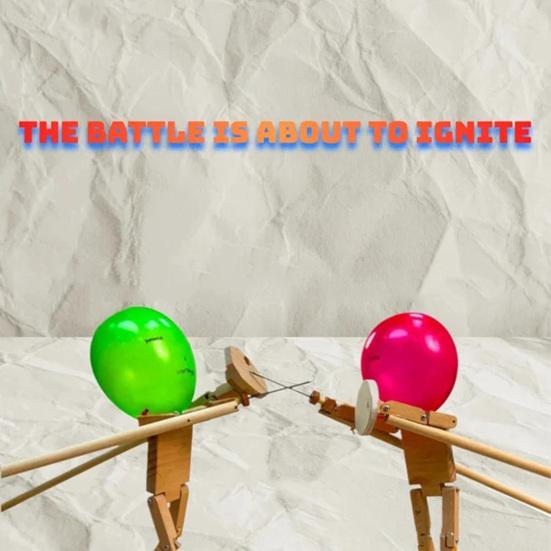 Bamboo Battle Balloon Game Fast-Paced Wooden Fencing Puppets for Thrilling Balloon Fight Fun Innovative Poke Balloon Toy