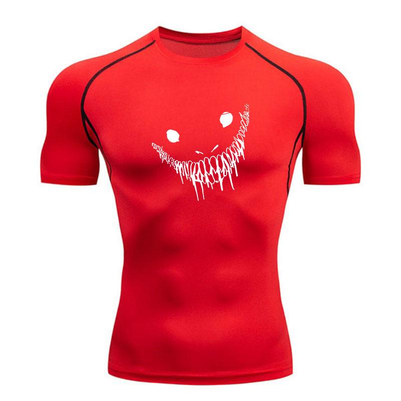 Men's Quick Dry Compression Workout T-Shirt, Scary Grin Drip