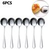 Round Spoons Soup Spoons 6Pcs Bouillon Spoon Hotel Hot Pot Spoon Kitchen Essential Tools Long Handle Soup Ladle
