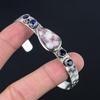Daughters Day Sale Natural Pink Tourmaline Blue Topaz Artisan Bangle 925 Silver