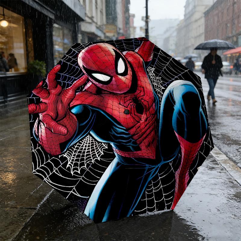Spiderman Web 8 Ribs 3Fold Black Glue Uv Protection Umbrella Sun Protection Rainproof Compact Folding Umbrella For Travel Daily Use C923388