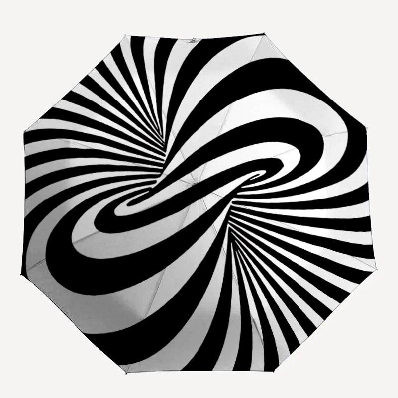 1pc Abstract spiral design Automatic Folding Umbrella, Portable & Foldable Design with 8 Ribs, Casual Outdoor Accessory Halloween and Christ
