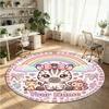 Landscape Nature (95) Theme Round Crystal Velvet Rug Custom Name Text Personalized Floor Mat Home Decor Non Slip Crystal Carpet