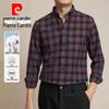 Pierre Cardin Мужская хлопковая клетчатая рубашка с длинным рукавом в стиле business casual