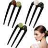 Three Tooth U-Shaped Hair Pin Plastic Meatball Disc Sturdy Hair Accessory  Hair Buns