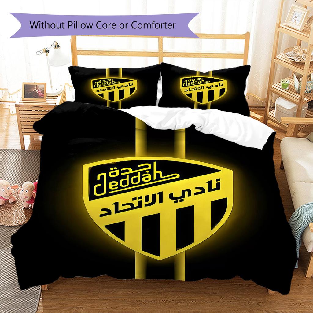 Al-Ittihad FC Pattern Bedding,Quilt Set Quilt Cover Pillowcase Home Birthday Gift(1 * duvet cover + 2 * pillowcase, without core)