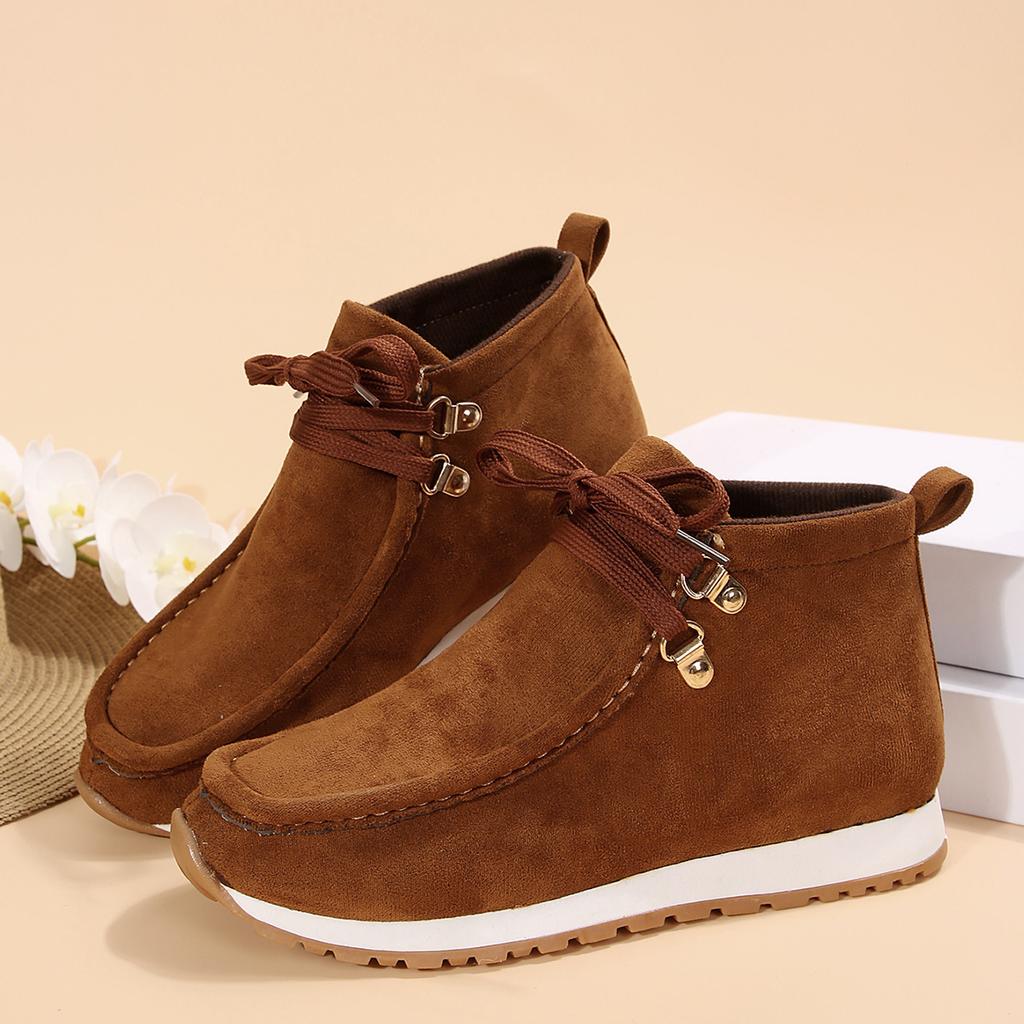 Зимние теплые ботинки для снега, уличные короткие хлопковые туфли на танкетке для женщин, классические ботильоны на шнуровке из бархата для женщин