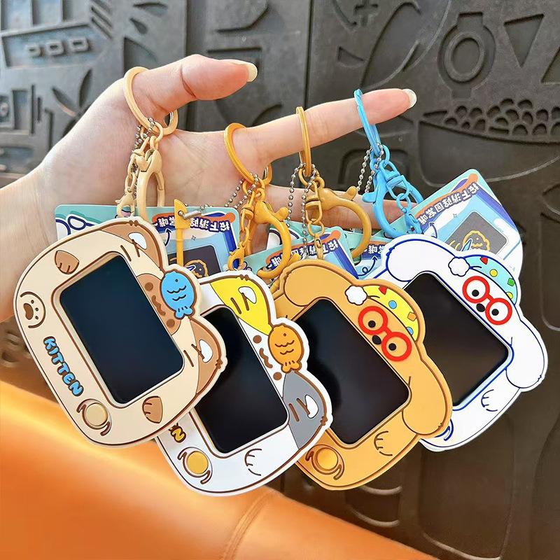 New Mini Cat Dog Animal Graffiti Board Keychain Cute Student Schoolbag Pendant Keyring Can Be Clearing Diy Painting Keychain Toy