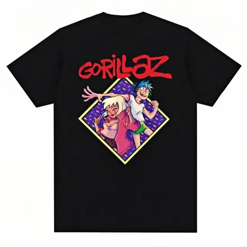 Music Band Gorillazs Punk Rock Print T Shirt 90s Casual Fashion Short Sleeve Plus Size T Shirt Unisex