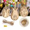 Bunnies Eggs Shape Cutouts Unfinished Wood Slices for Adult Children Painting Hanging Ornament Home Decoration