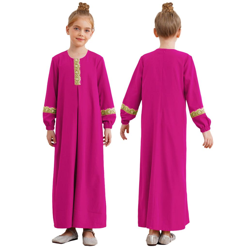 Девушки мусульманское платье молитва абайя одежда свободный кафтан макси платье с длинным рукавом макси платье для Ид Рамадан тематическая вечеринка маскарад