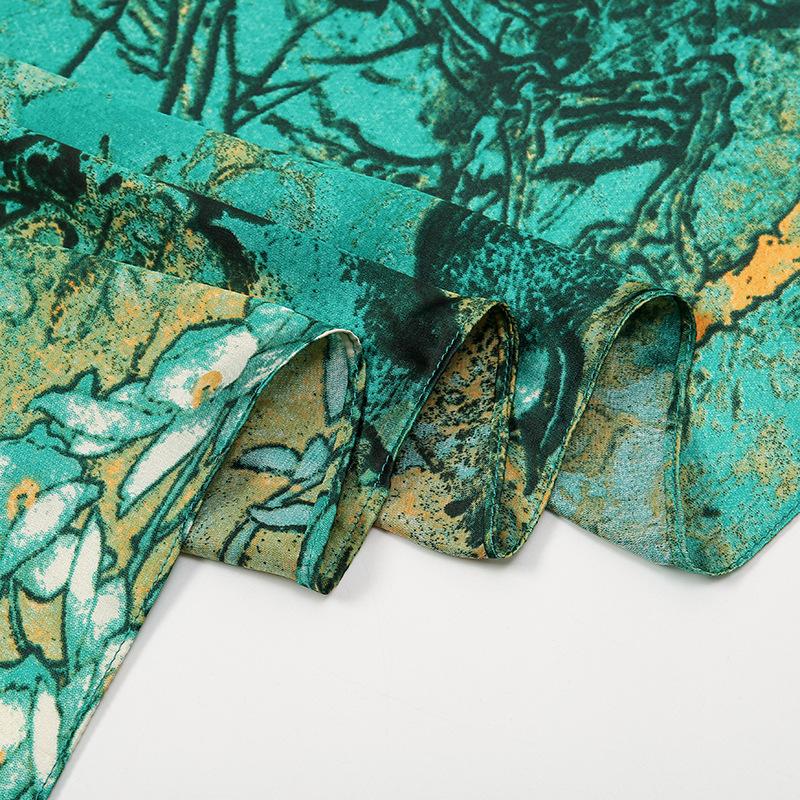 Spring and Summer Korean Version of the Fashion Wild Plant Simulation Silk Long Section Silk Scarf Elegant Temperament Ladies Take Sun Shawl