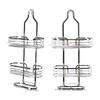Shower Caddy Hanging Over Head Iron Bathroom Organizer Shelves with Soap Holder 2 Hooks for Towels Sponge Silver