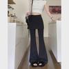 Черные расклешенные брюки из двух частей с высокой талией для женщин - новый осенний повседневный универсальный дизайн