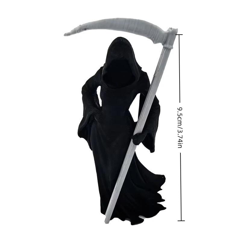 Female Grim Reaper Resin Statue Gothic Sitting Sculpture With Scythe Dark Aesthetic Decor For Home Office And Bookshelf