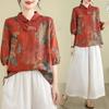 Китайский стиль повседневные блузки рубашки женские летние винтажные принты свободные женские короткие рукава хлопковые топы рубашки