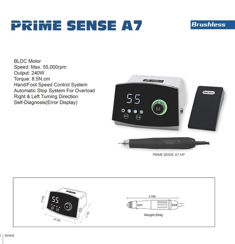 240W Dental Brushless Micromotor 55000RPM Speed Prime Sense A7 Strong Micromotor BLDC Motor Nail Jewelry Polishing Equipment