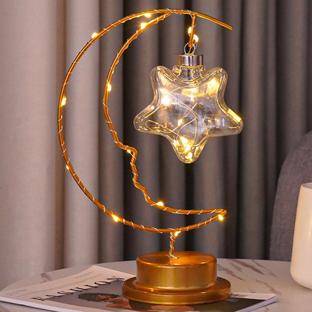 LED Moon Shape Lamp Romantic Iron Desk Lamp Ambient Lighting Night Light