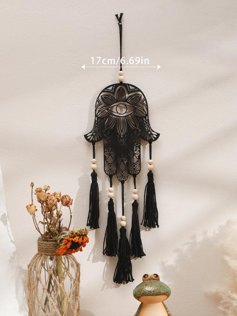 Деревянный Настенный Декор Настенный Подвес Рука Хамса Сглаз Домашний Декор Макраме Подвесной Декор Бохо Украшение для Дома Макраме Украшение для Комнаты