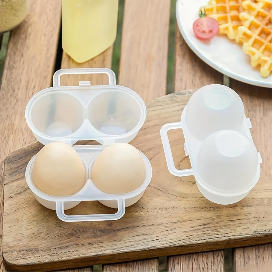 5pcs, Portable Egg Carrier Box, Plastic Egg Holder with 2 Compartments, Kitchen Fridge Safe Egg Storage Container, Shockproof Egg Organizer Case