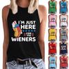 Women's Fashion Casual T-Shirt Round Neck Sleeveless Printed Vest Top