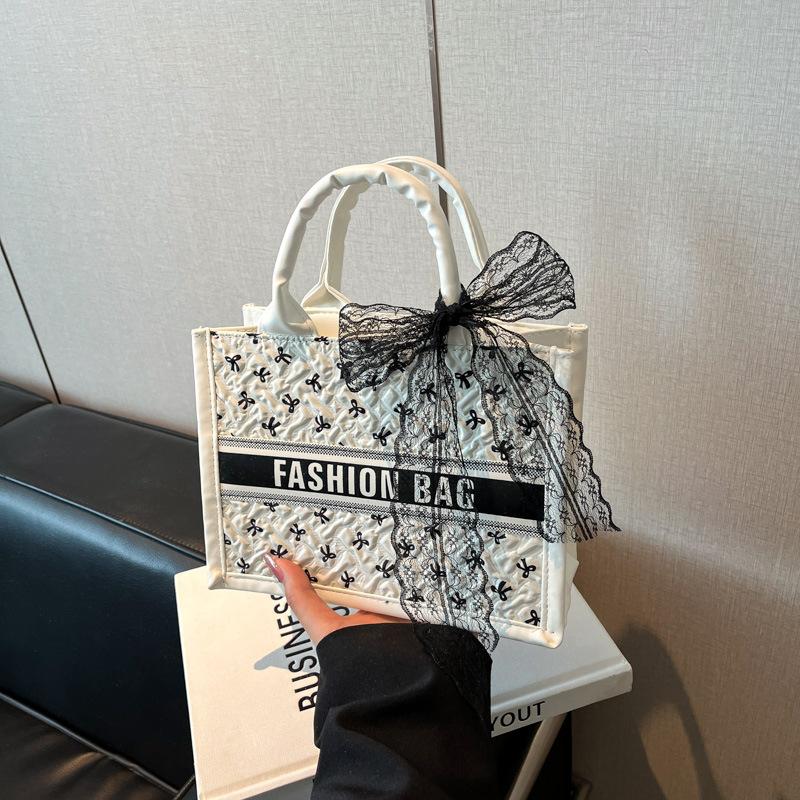 Модная сумка-тоут большой вместимости для поездок на работу, женская, с милым бантом, в повседневном нишевом дизайне