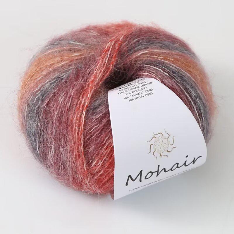 Moher Blend Knitting Yarn 25g Rainbow Gradient Handmade for Hats Scarves Sweaters