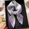 Floral Print 70*70cm Silk Square Scarfs for Women Fashion Hijab Female Headband Soft Satin Neckerchief Foulard Bandana Neck Ties