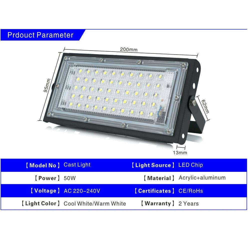 Светодиодный прожектор 50 Вт, водонепроницаемый уличный прожектор, 110 В/220 В, охранные фонари