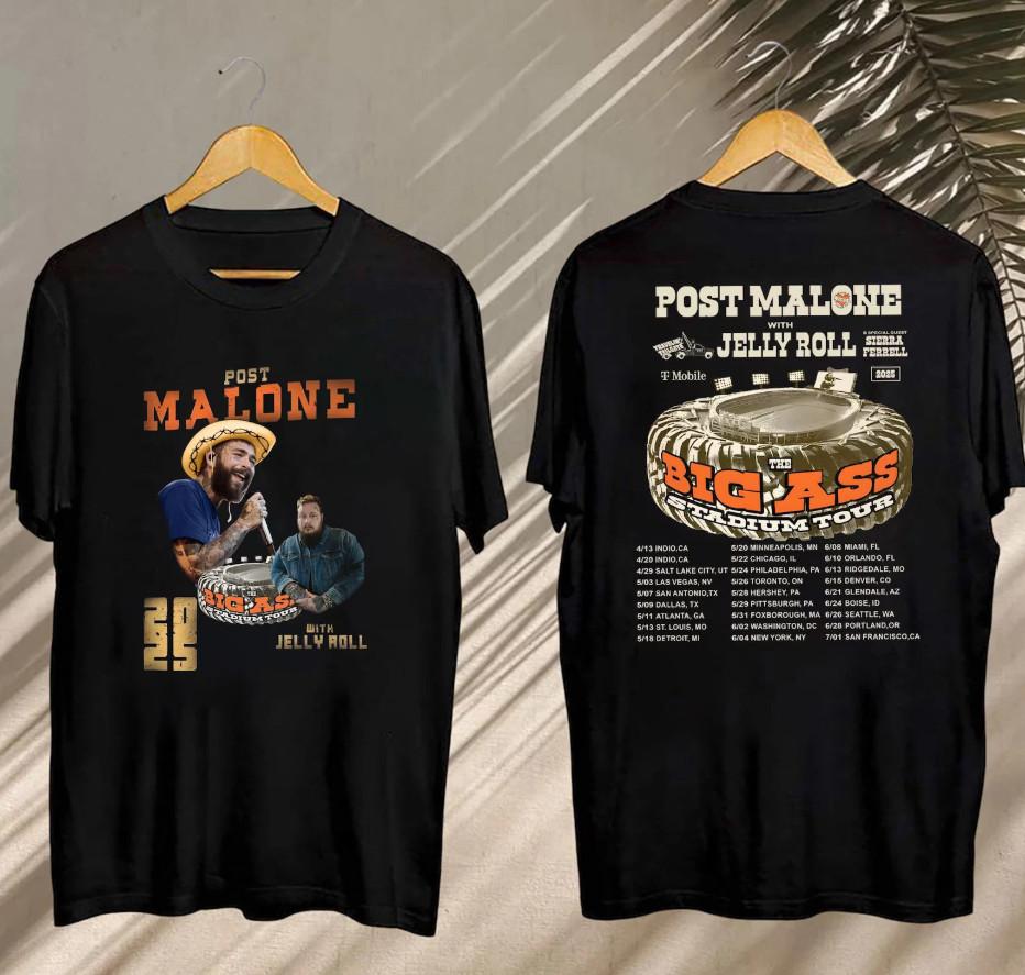 Shirt 2025 Post Malone Big Ass Stadium Tour Tshirt size S5XL Unisex T-Shirt